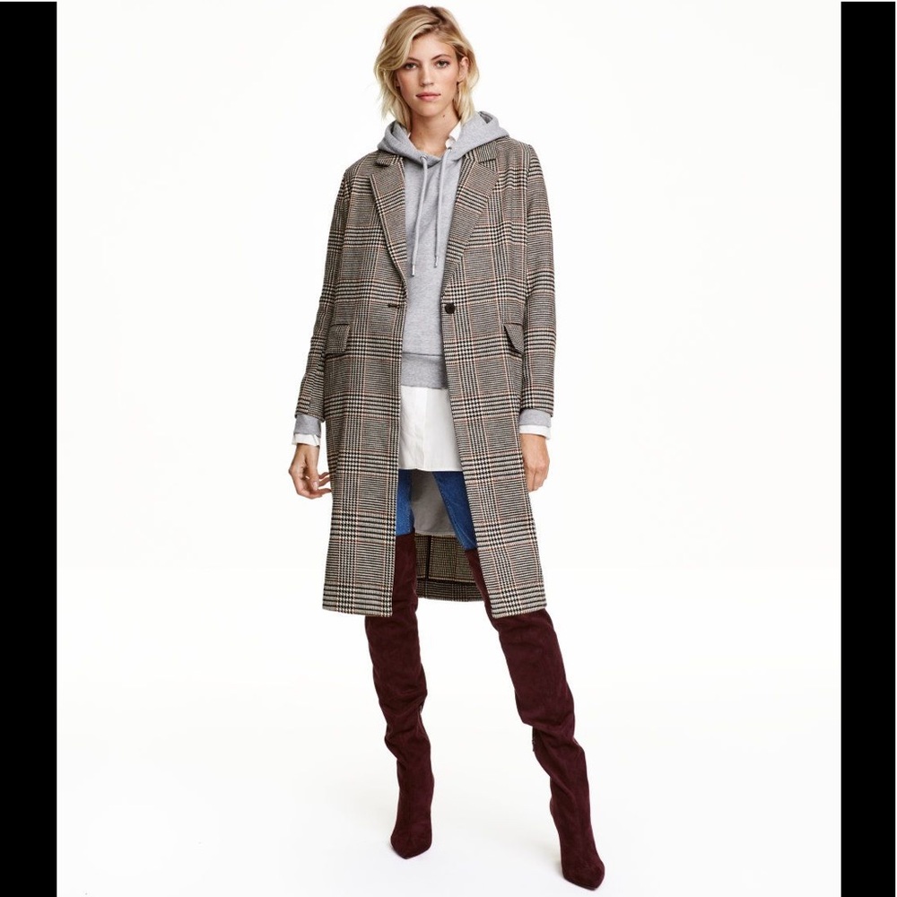 H&M Prince of Wales Check Houndstooth Coat Size 4
